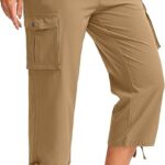 Soothfeel Women's Cargo Capris Pants with 6 Pockets Lightweight Quick Dry Travel Hiking Summer Pants for Women Casual